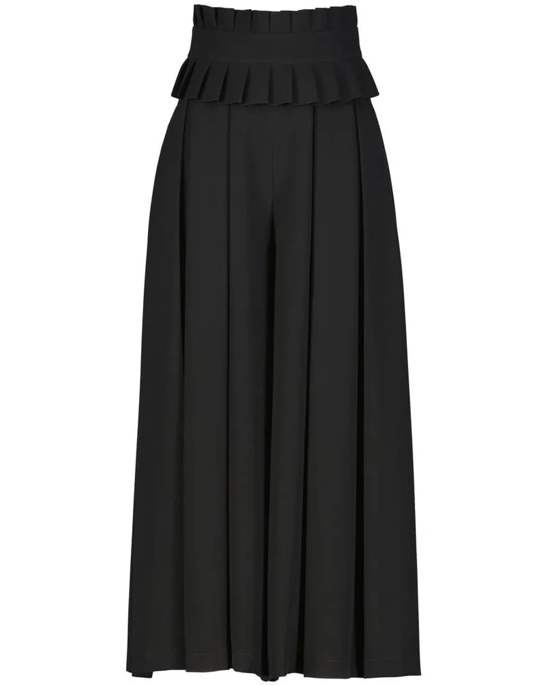 Max Mara Damen Hose mit breiten Plisseefalten Schwarz