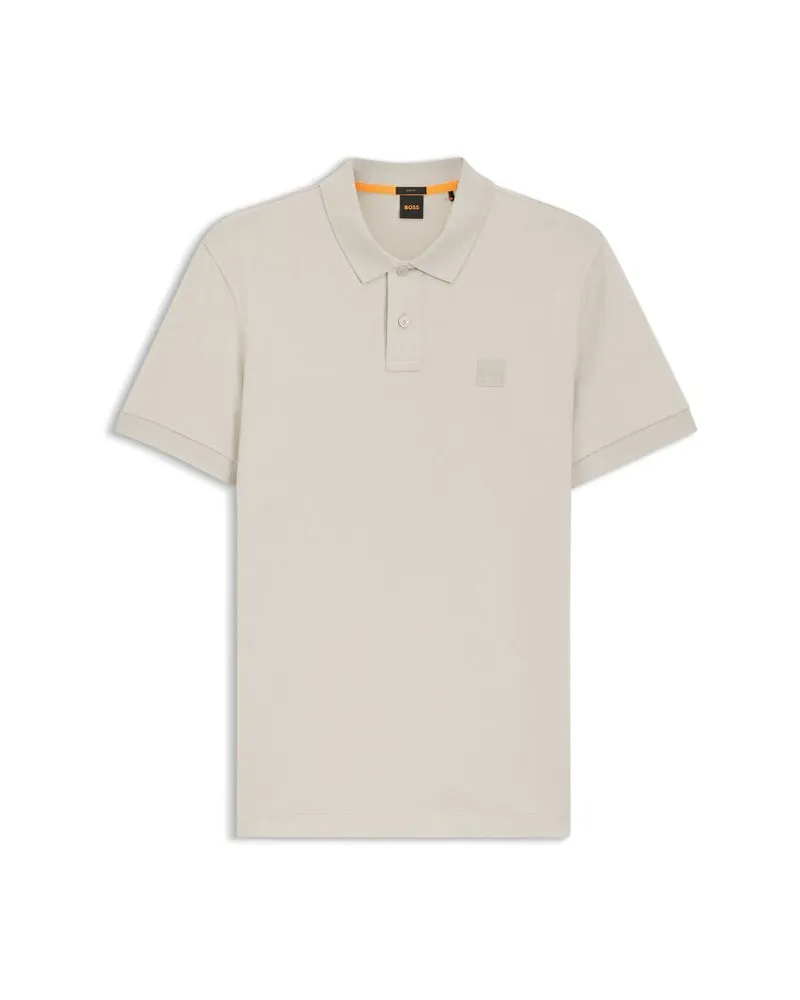 HUGO BOSS Herren Poloshirt PASSENGER Slim Fit Kurzarm Hellgrau