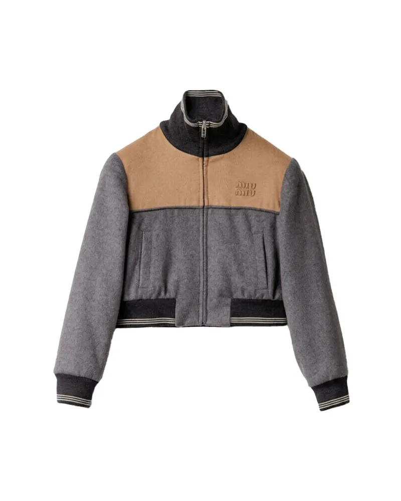 Miu Miu Damen Blouson aus Wolle und Kaschmir Grau
