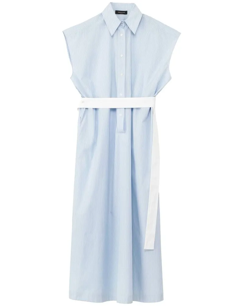 Fabiana Filippi Damen Kleid aus gestreifter Popeline Bleu