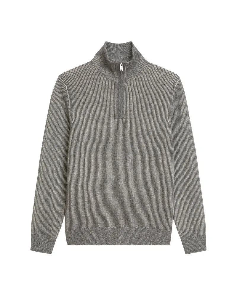 Marc O'Polo Herren Pullover TROYER Regular Fit aus Baumwoll-Schurwoll-Mix Grau