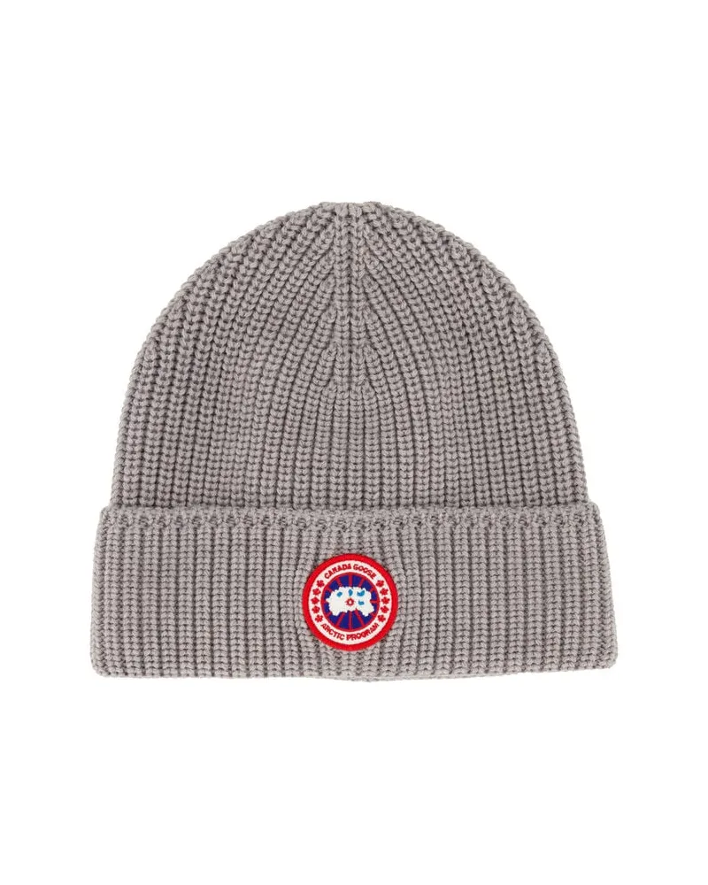 Canada Goose Herren Strickmütze aus Wolle BEANIE Silber