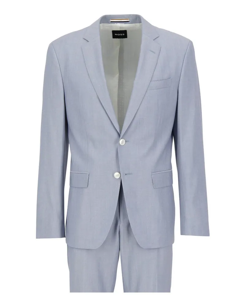 HUGO BOSS Herren Anzug mit Schurwolle H-HUGE Slim Fit Blau