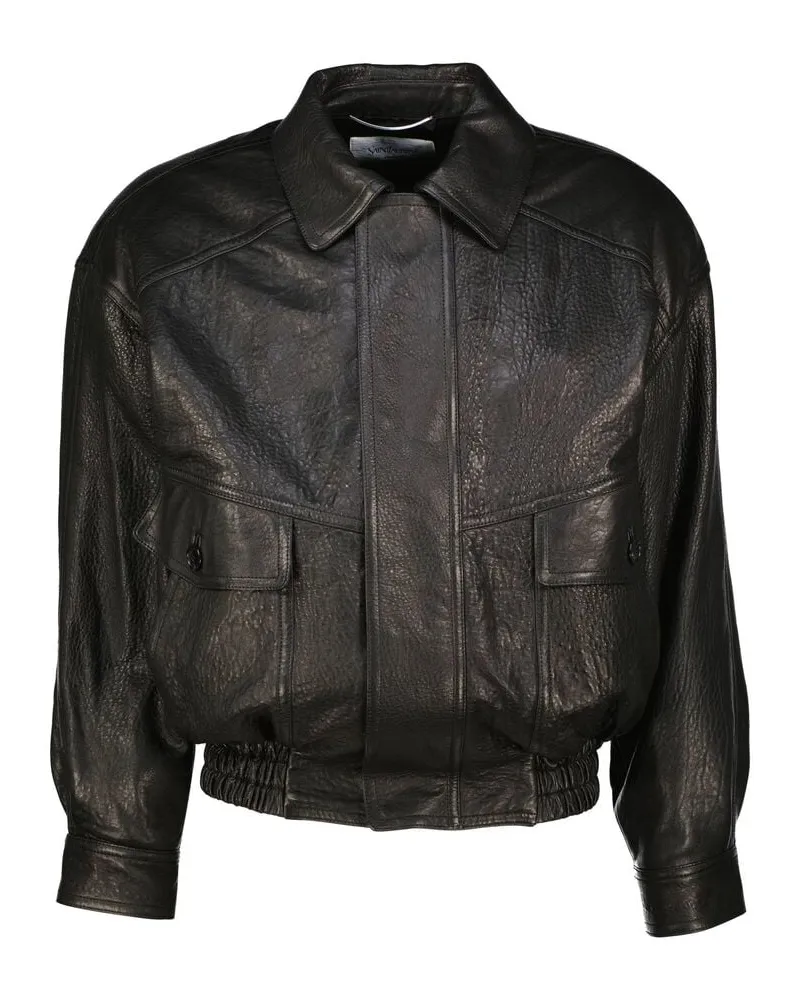 Saint Laurent Herren Lederjacke Schwarz