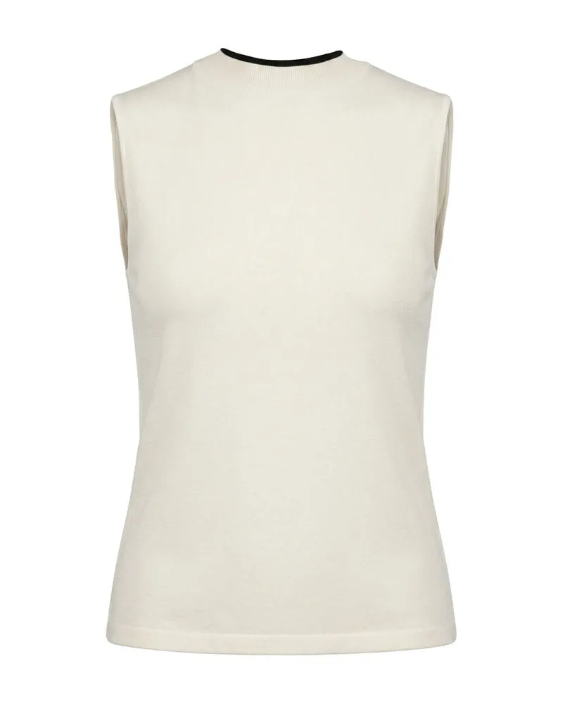 Akris Damen Stricktop aus Wolle Weiss