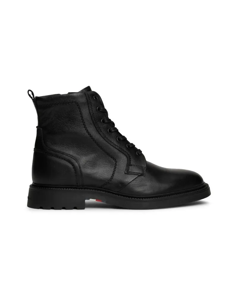 Tommy Hilfiger Herren Schnürstiefel MID TOP aus Leder Schwarz