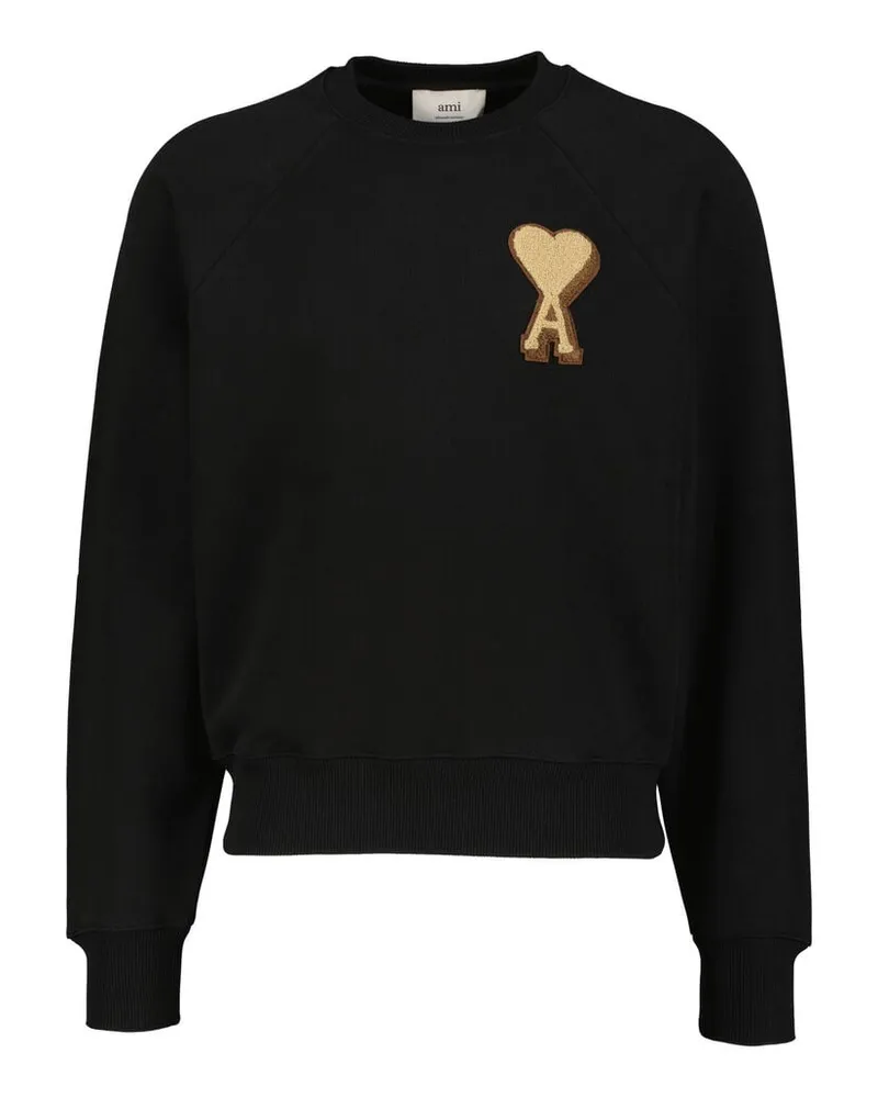 AMI Paris Sweatshirt aus Baumwolle PATCH ADC Schwarz