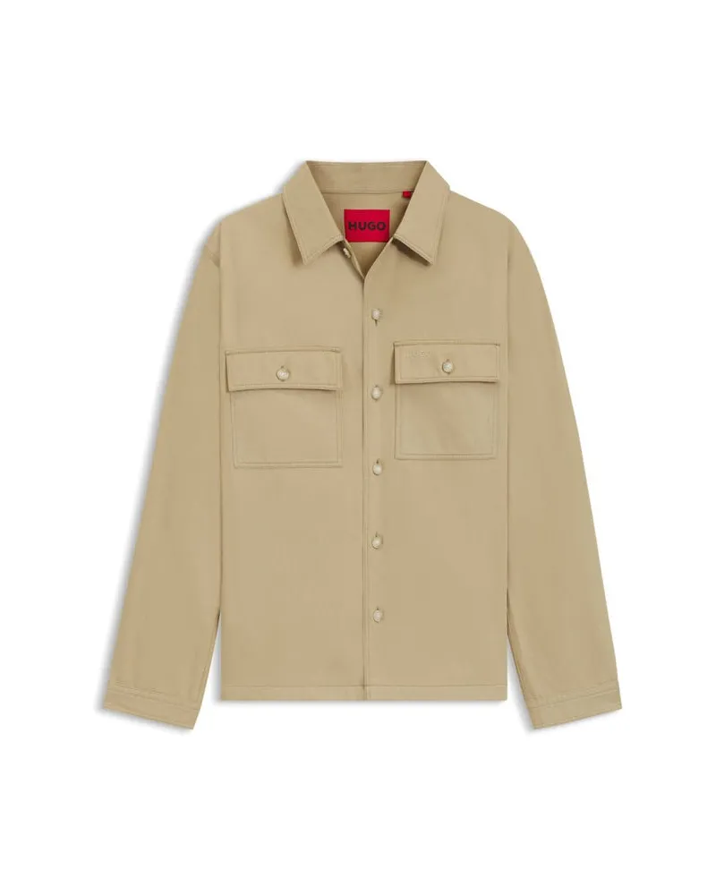 HUGO BOSS Herren Hemd EPOLDO Oversized Fit Beige