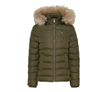 Damen Daunenjacke mit Kapuze und Kunstpelzbesatz Slim Fit