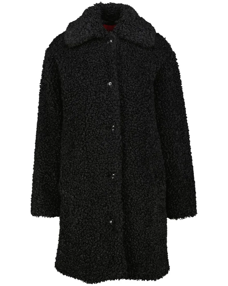 HUGO BOSS Damen Mantel aus Kunstfell MIMINA-1 Schwarz
