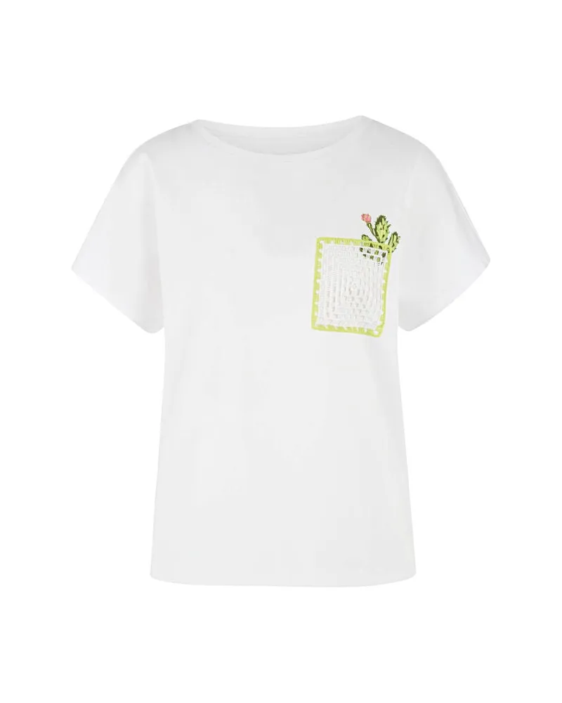 Marc Cain Damen T-Shirt aus Baumwolle Weiss