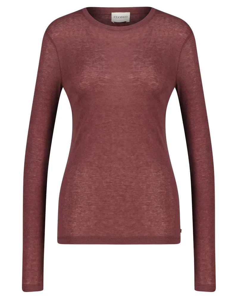 Closed Damen Longsleeve aus Lyocell-Wolle-Mix Slim Fit Bordeaux