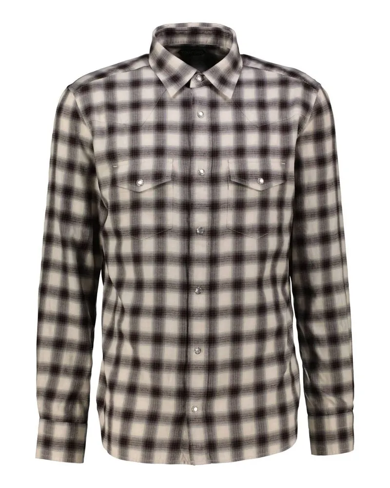 Tom Ford Herren Hemd WESTERN FLUID Slim Fit Braun