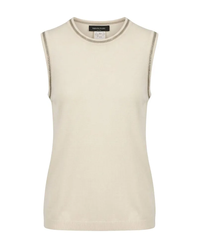 Fabiana Filippi Damen Stricktop aus Baumwoll-Mix Offwhite