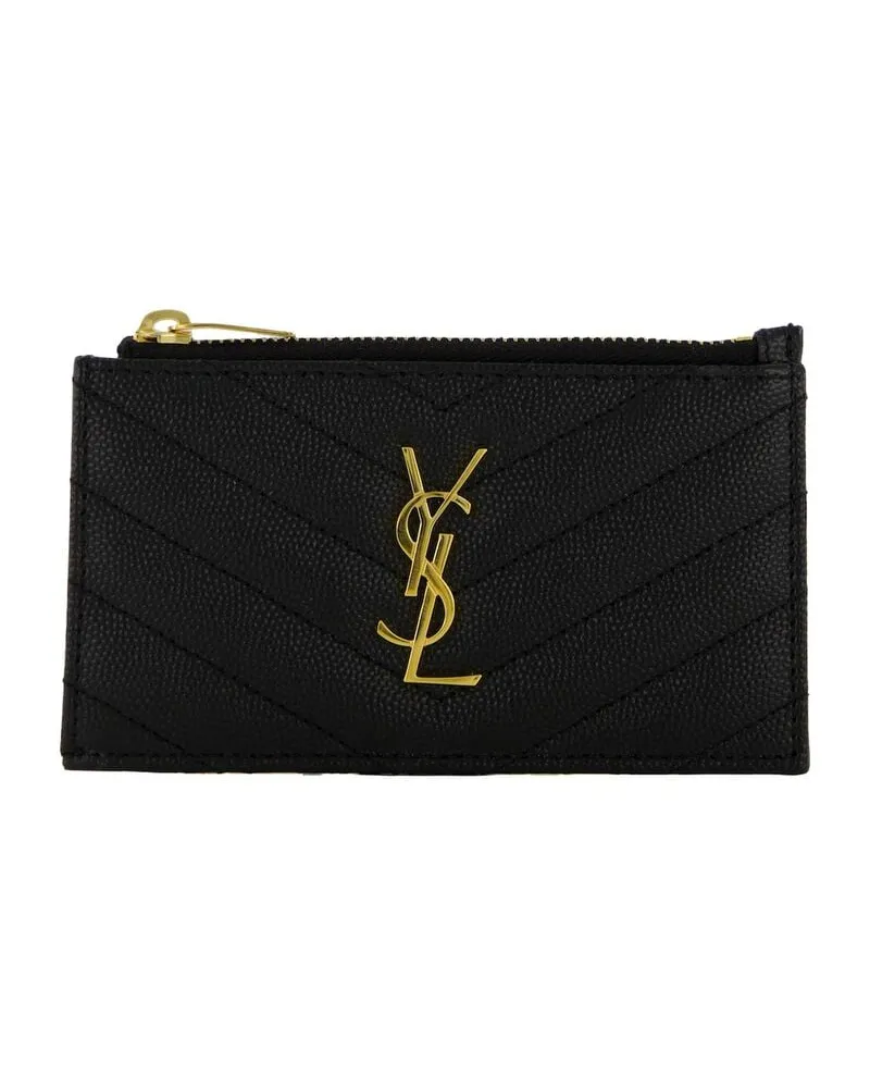 Saint Laurent Damen Kartenetui aus Leder Schwarz
