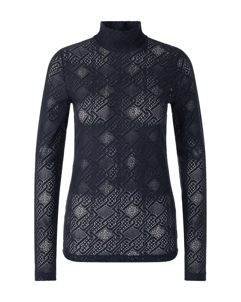 Marc Cain Damen Langarmshirt aus Logospitze Marine