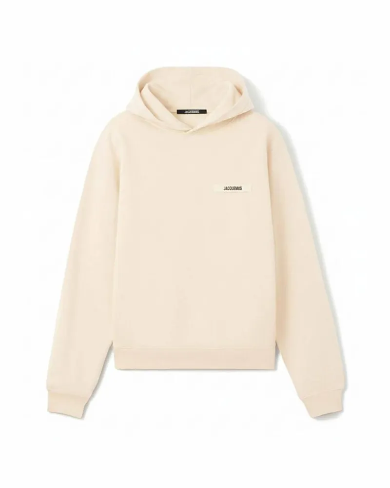 Jacquemus Herren Hoodie mit Grosgrain-Logo Beige