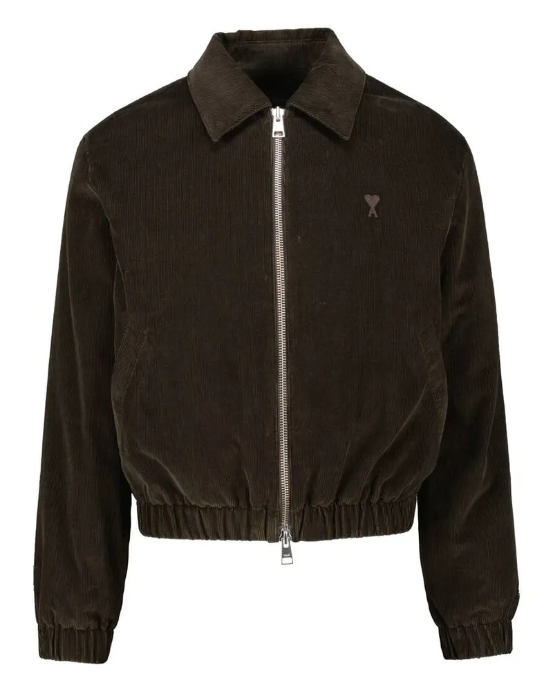 AMI Paris Herren Cordblouson mit Wattierung ADC ZIPPED JACKET Braun