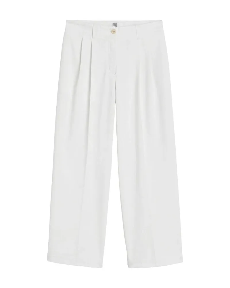 Totême Damen Hose aus Baumwolle Weiss
