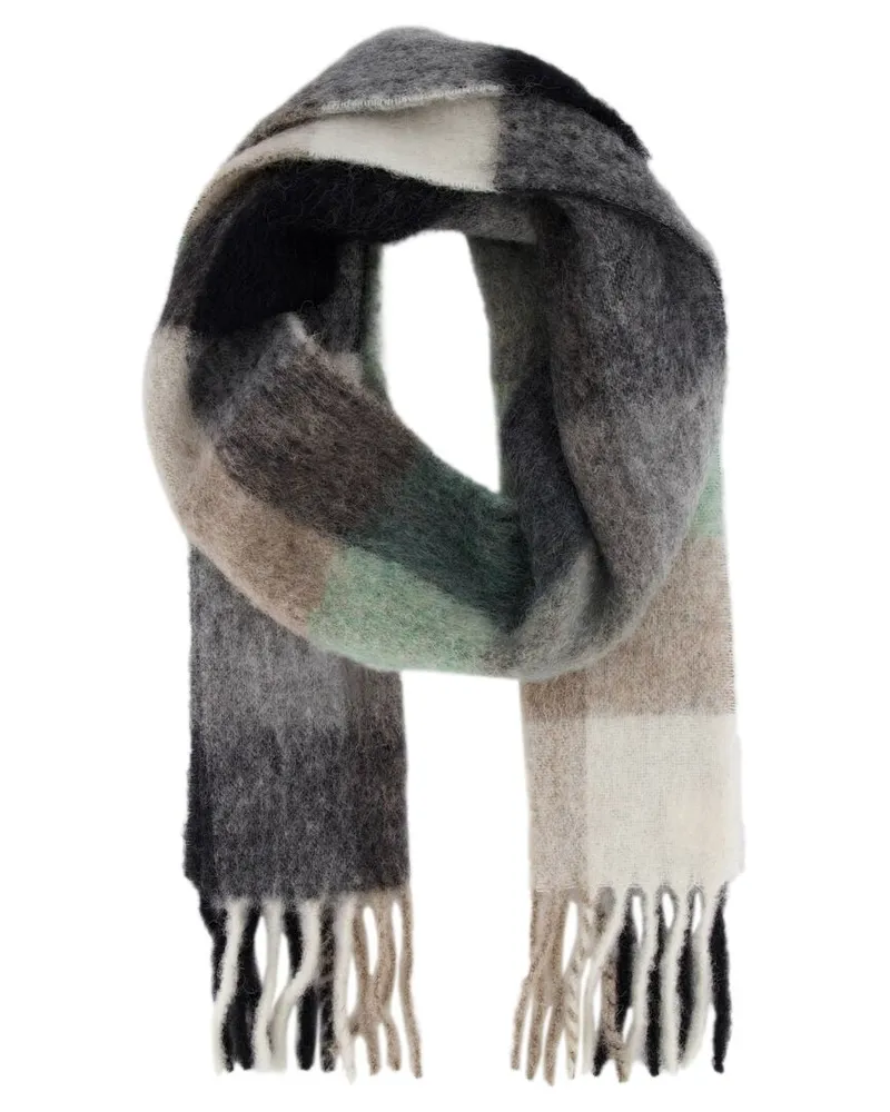 Acne Studios Schal mit Alpaka, Wolle und Mohair BRUSHED CHECKED LOGO Schwarz