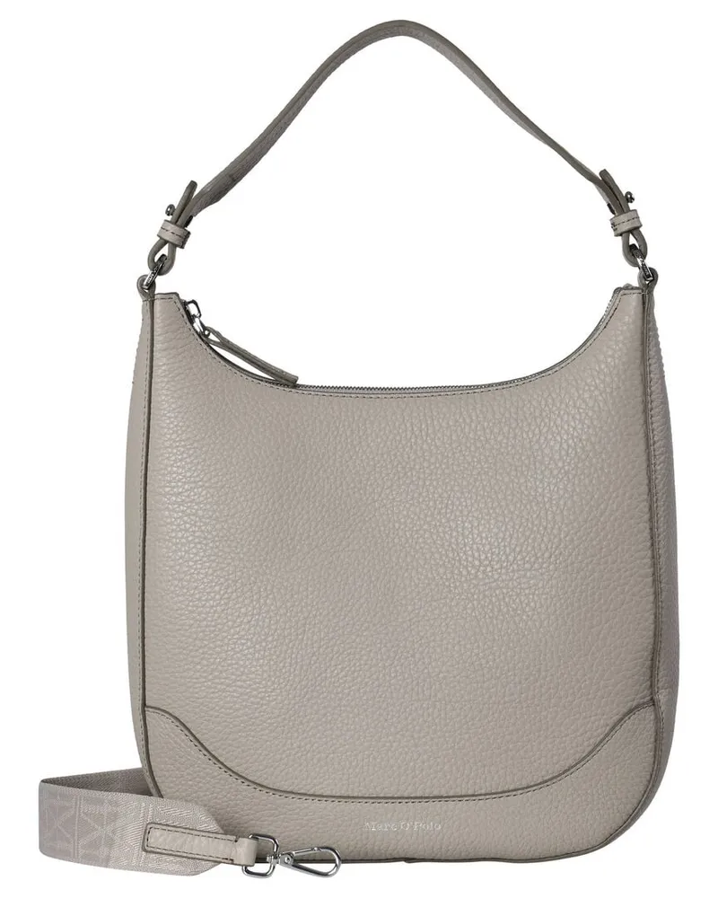 Marc O'Polo Damen Umhängetasche aus genarbtem Leder HOBO BAG M Grau