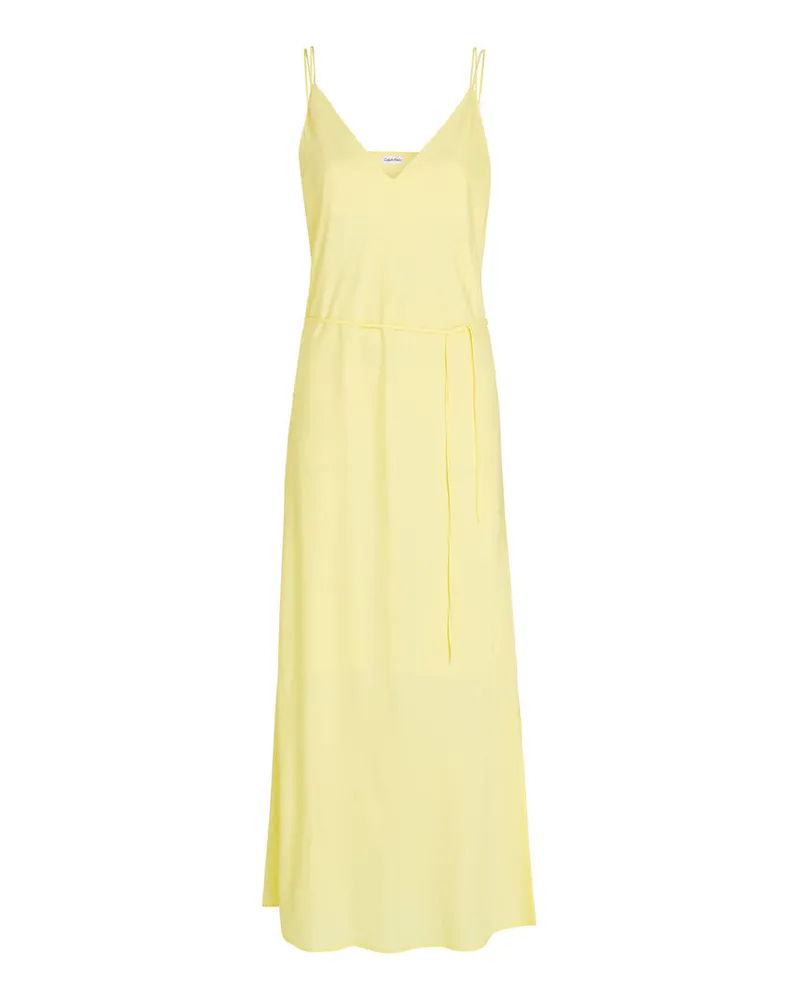 Calvin Klein Damen Sommerkleid RECYCLED CDC MIDI SLIP DRESS Gelb