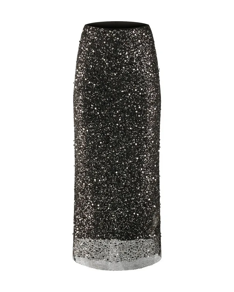 Riani Damen Maxirock mit Perlen- und Paillettenstickerei Schwarz