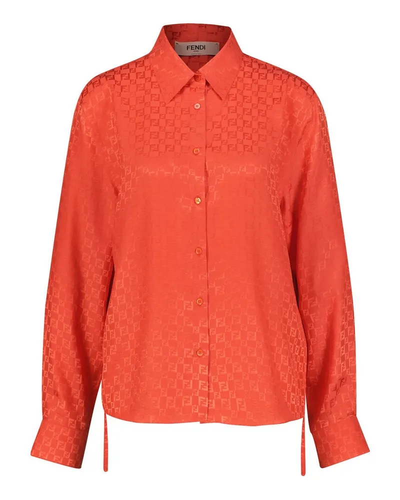 Fendi Damen Seidenbluse FF SILK BLOUSE Rot