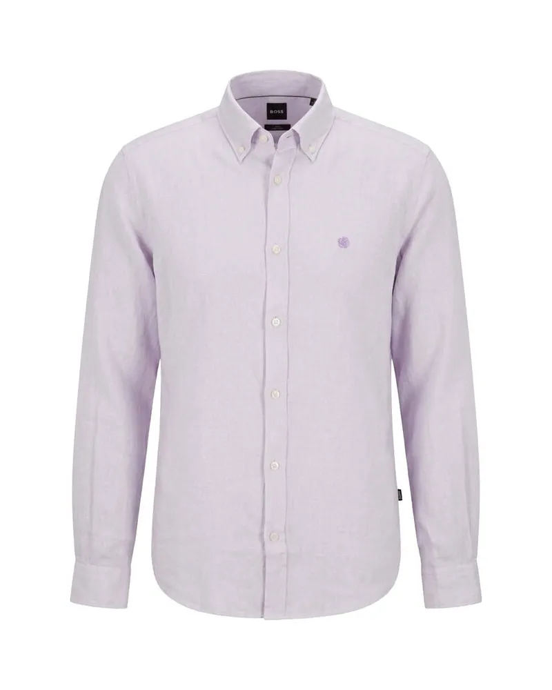 HUGO BOSS Herren Hemd H-LIAM Regular Fit Lavendel