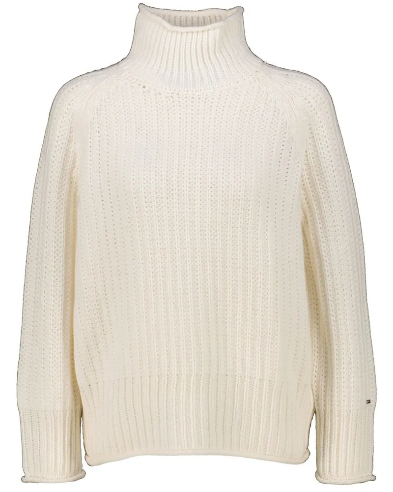 Tommy Hilfiger Damen Strickpullover mit Recycling-Wolle Offwhite