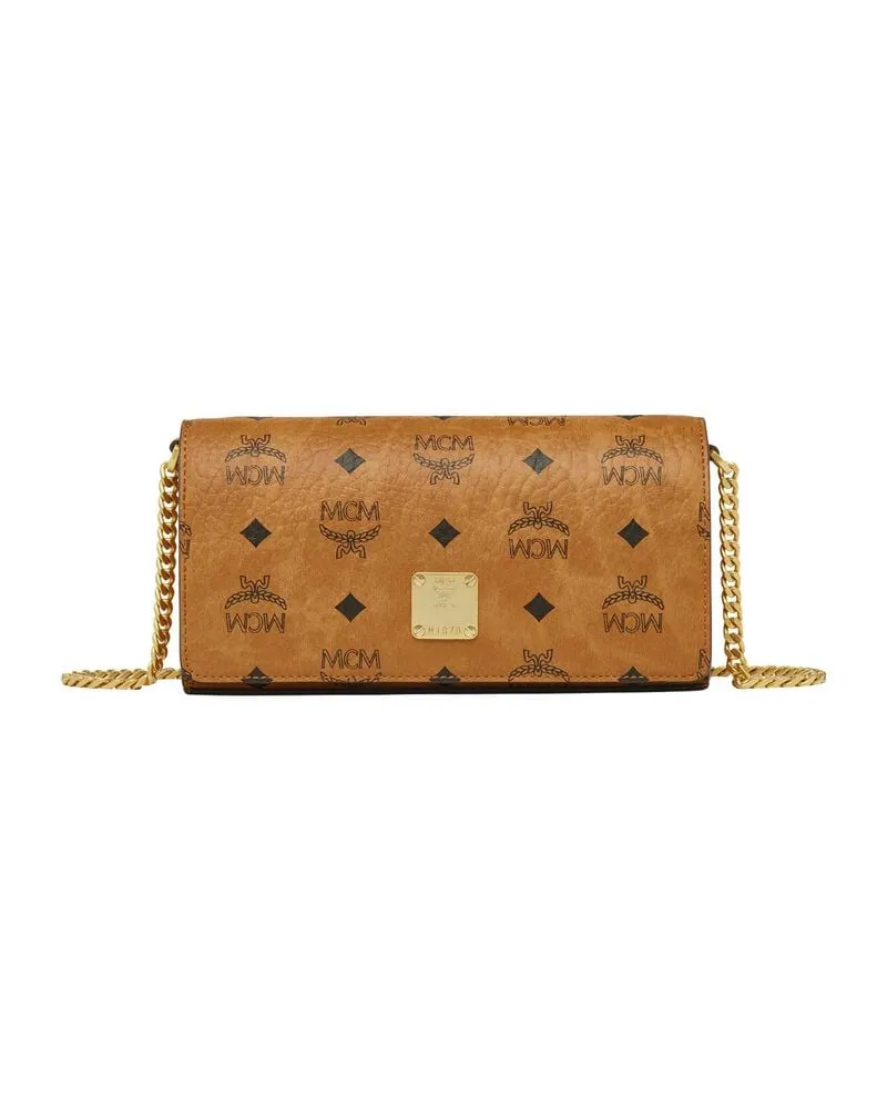 MCM Damen Umhängetasche MINI AREN VISETOS Cognac