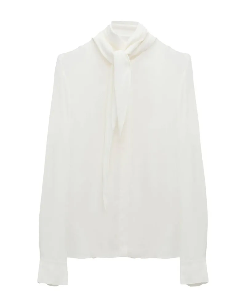 Dorothee Schumacher Damen Schluppenbluse aus Viskose-Seiden-Mix SOFT VIBES Offwhite