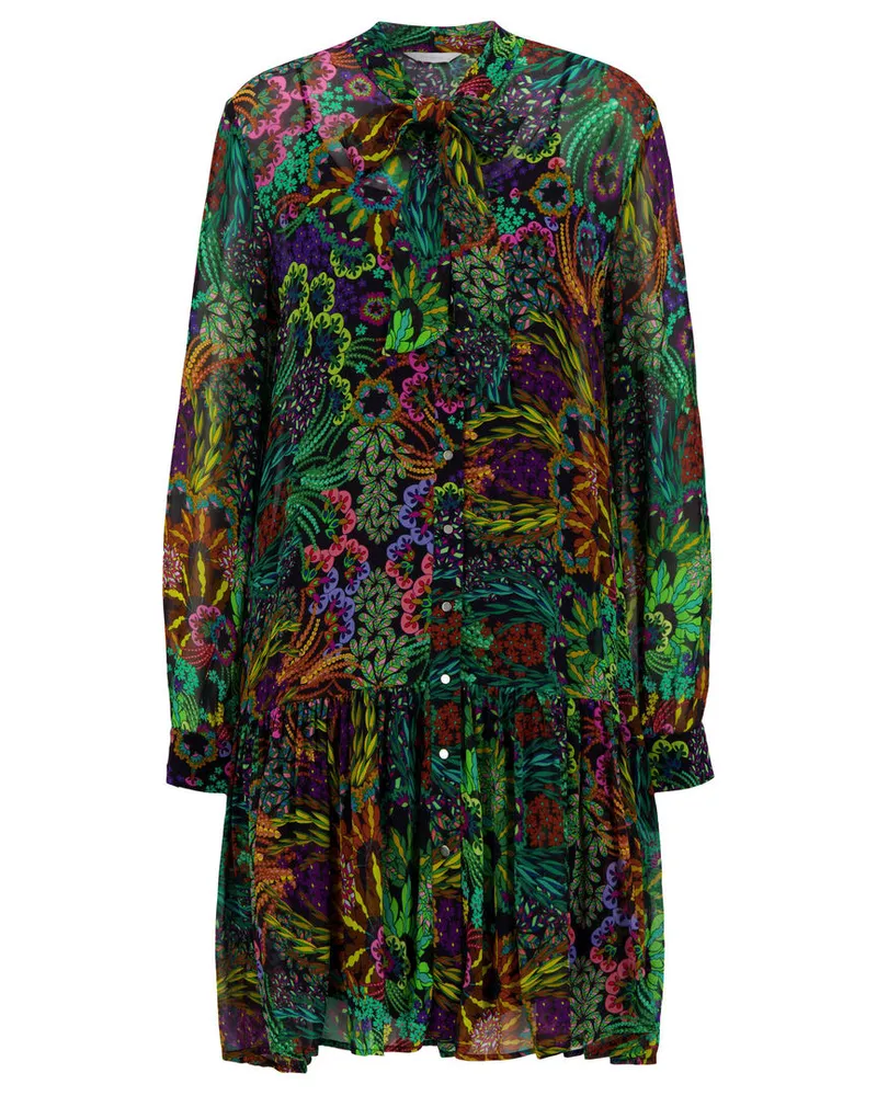 Frogbox Damen Blusenkleid mit Schluppe Grün