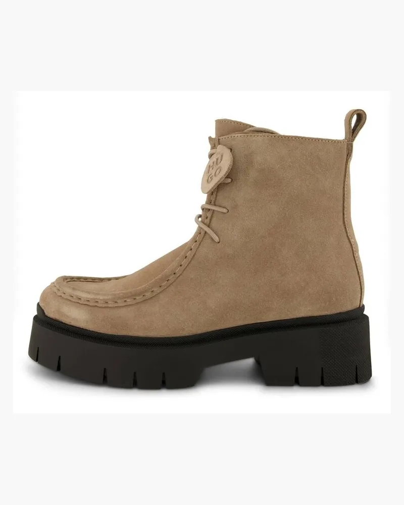 HUGO BOSS Damen Stiefel KRIS_DRBBOOTIE aus Veloursleder Camel