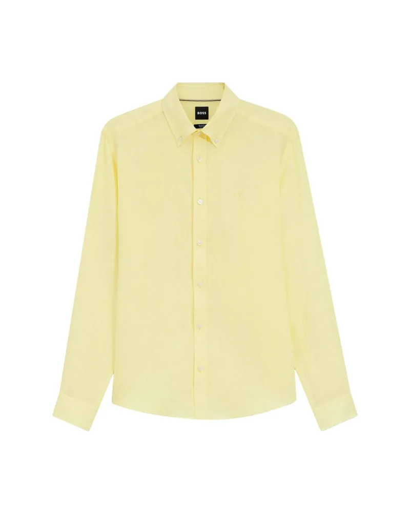 HUGO BOSS Herren Hemd H-LIAM Regular Fit Gelb