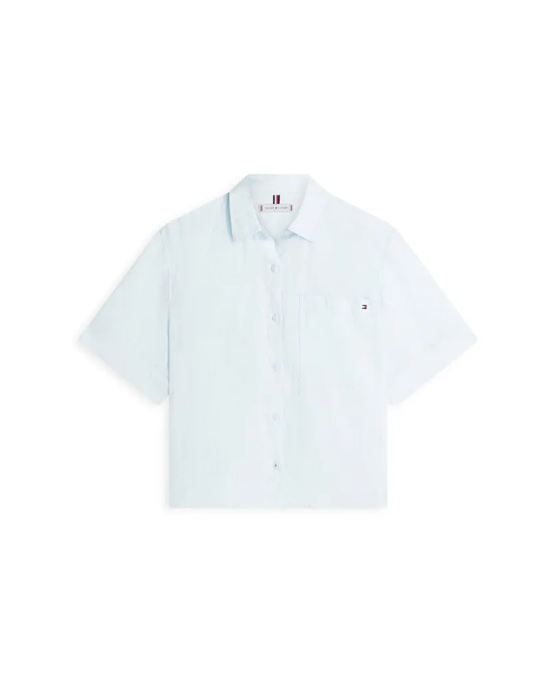 Tommy Hilfiger Damen Bluse aus Leinen Hellblau