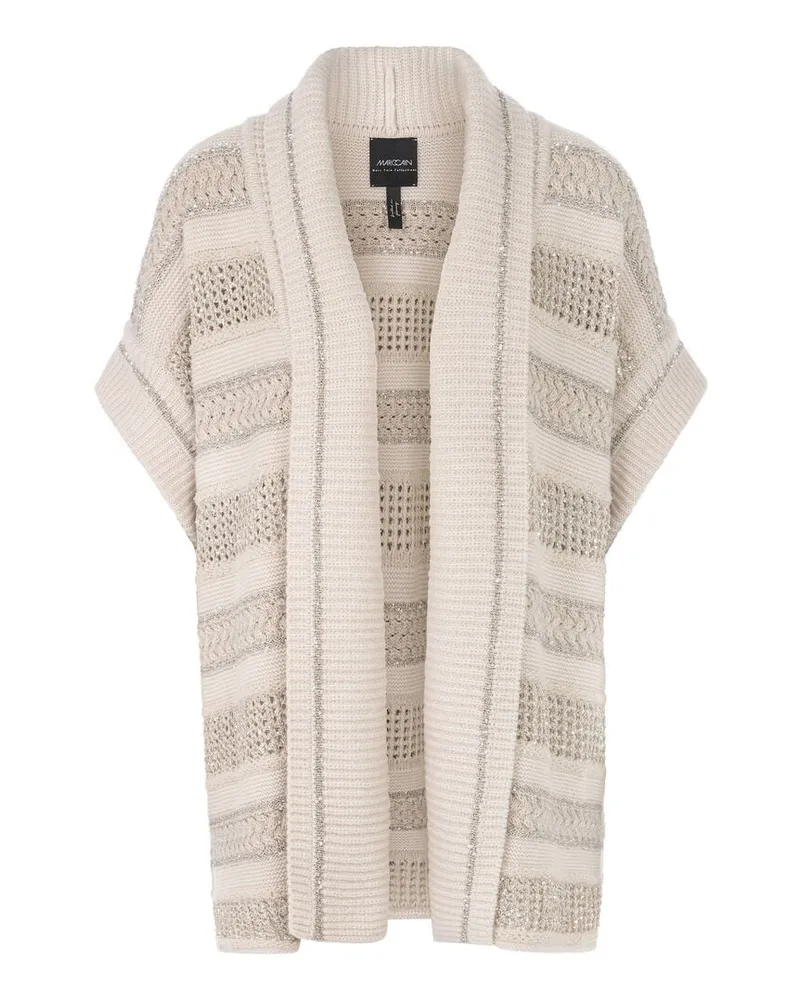 Marc Cain Damen Strickweste lang mit Kaschmir Sand