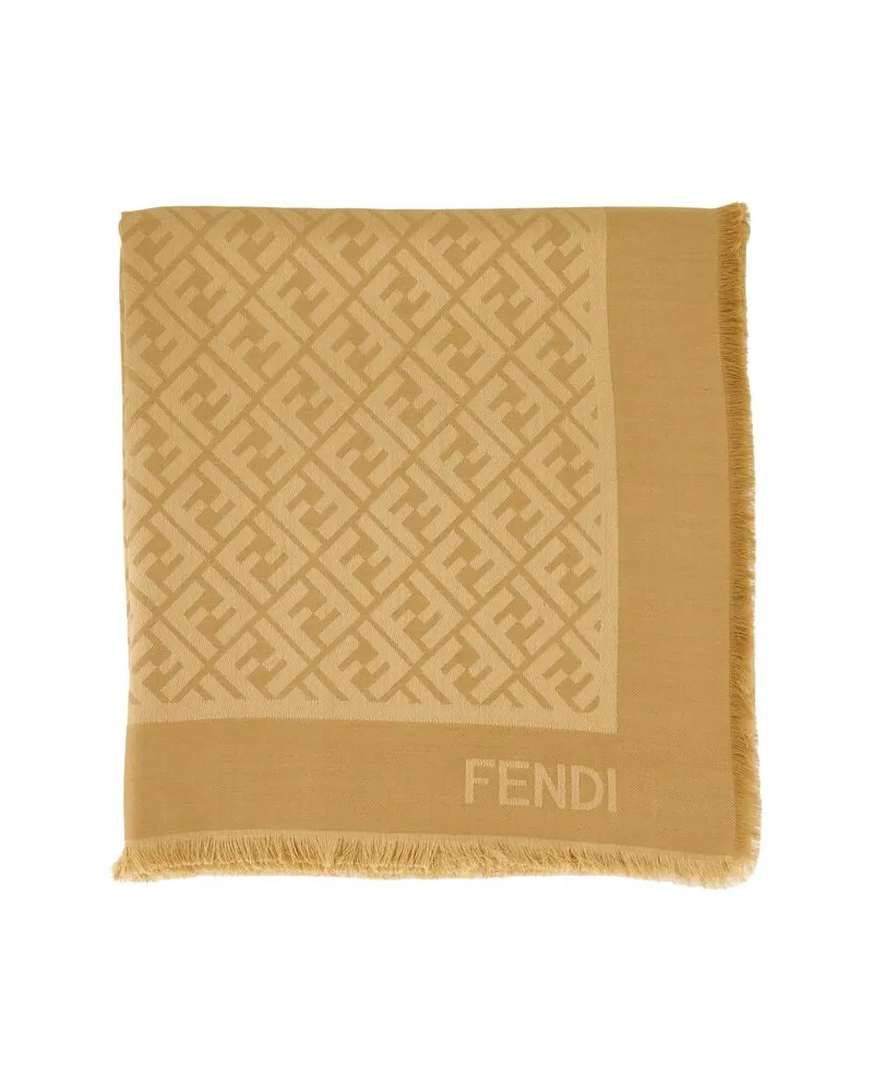 Fendi Damen Tuch SCIALLE FF GOTS aus Wolle und Seide Camel