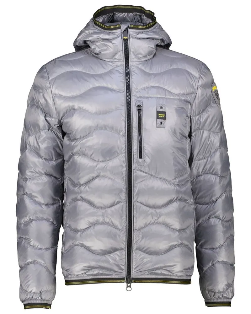 Blauer Herren Daunenjacke mit Kapuze WAVE Regular Fit Grau
