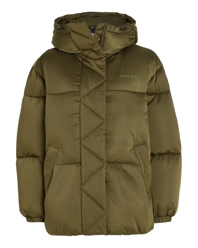 Tommy Hilfiger Damen Steppjacke mit Kapuze TJW OVR SATIN PUFFER Khaki