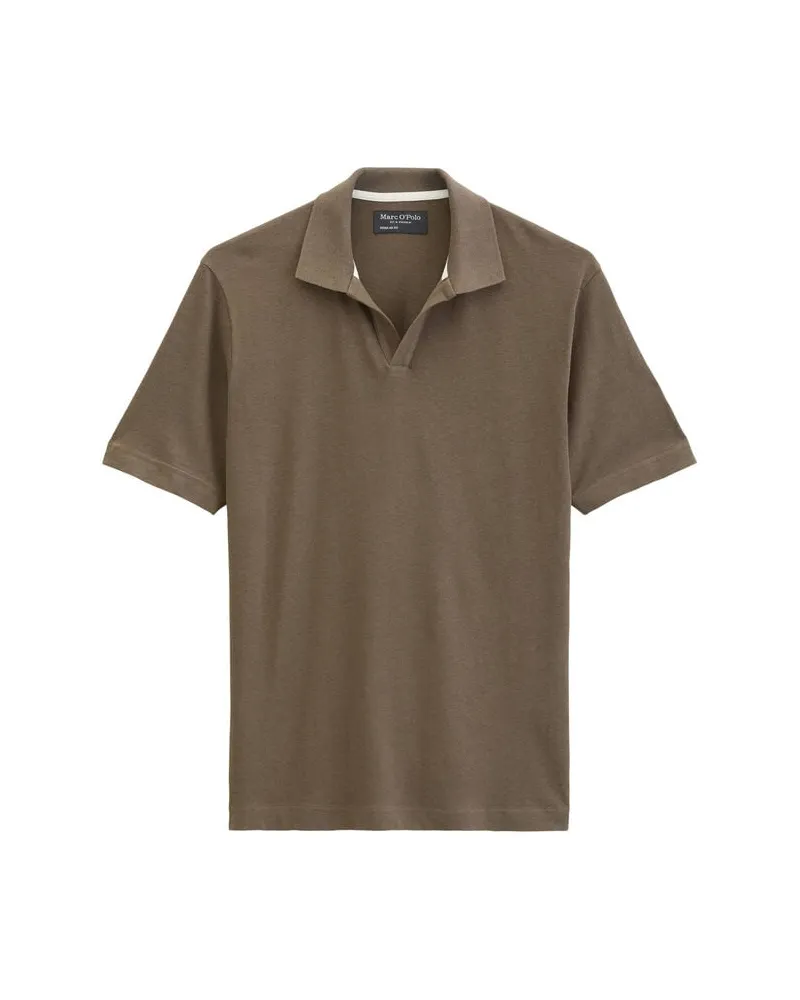 Marc O'Polo Herren Poloshirt aus Baumwoll-Leinen-Mix Braun