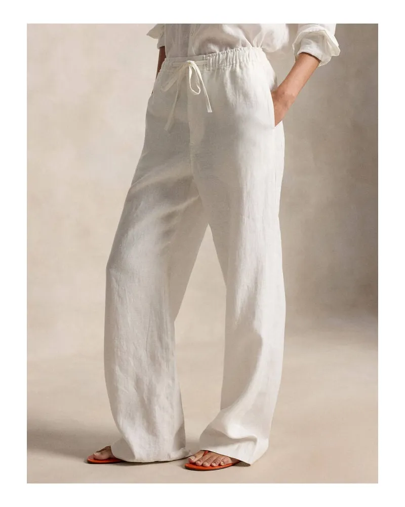 Ralph Lauren Damen Hose aus Leinenmix Offwhite