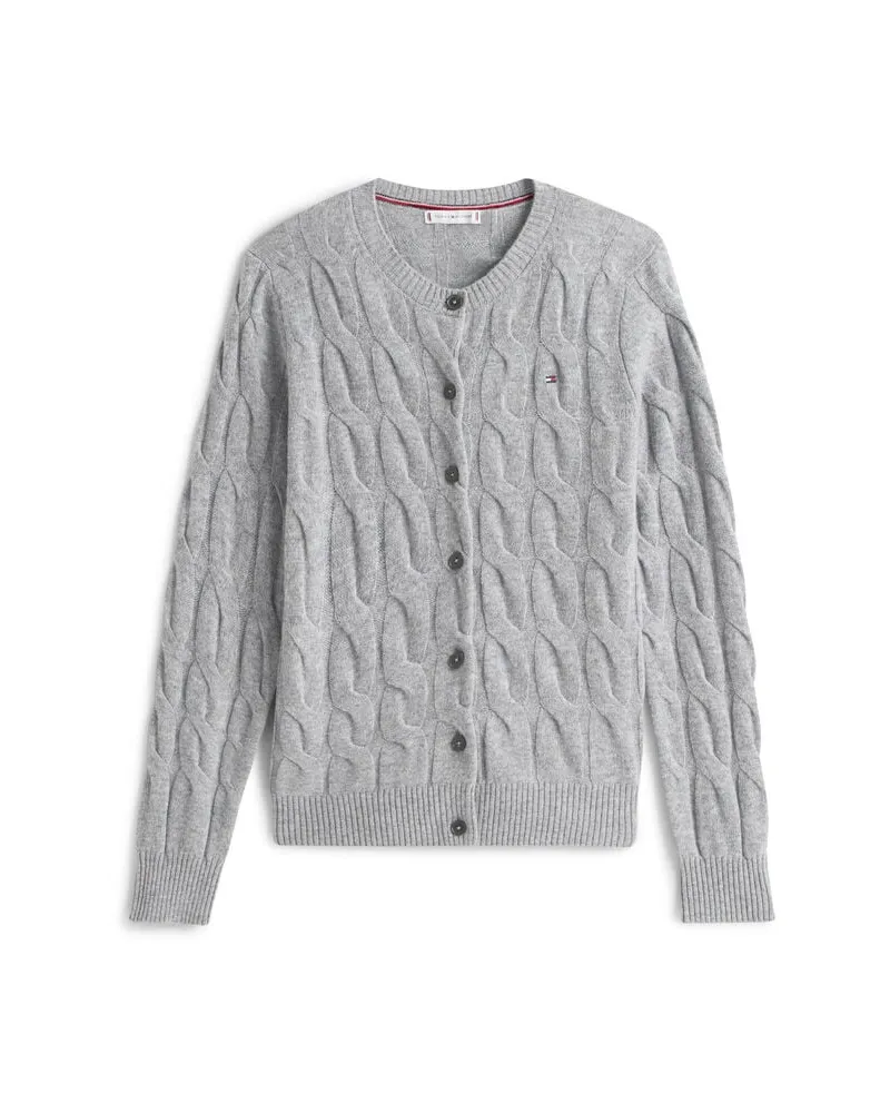 Tommy Hilfiger Damen Strickjacke aus Wolle Regular Fit Grau