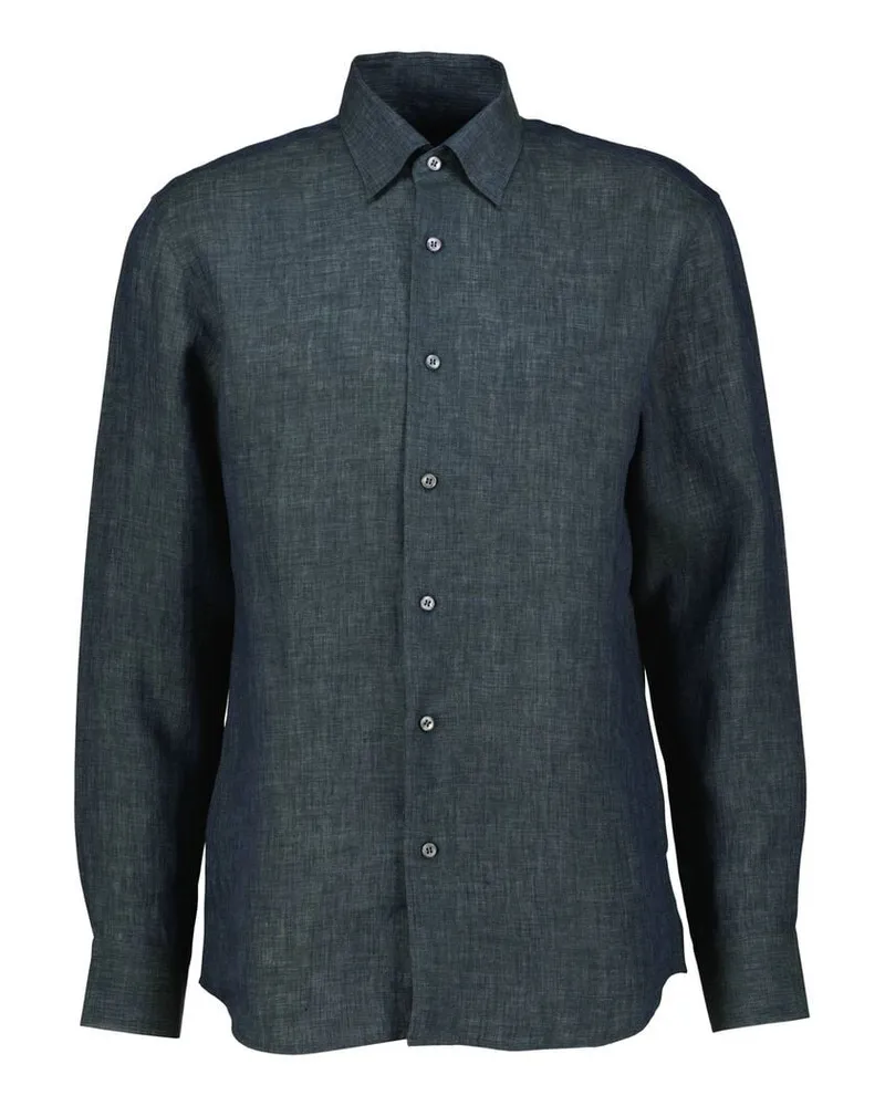 Brioni Herren Hemd aus Leinen HIDDEN Oliv