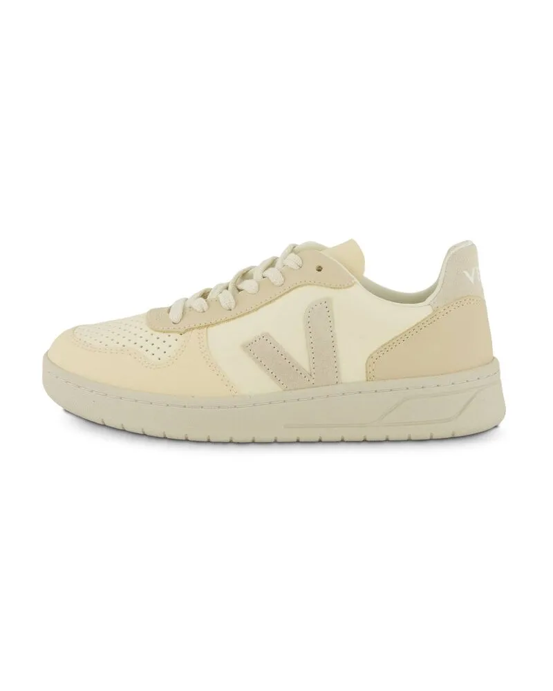 VEJA Damen Sneaker V-10 aus Leder Offwhite