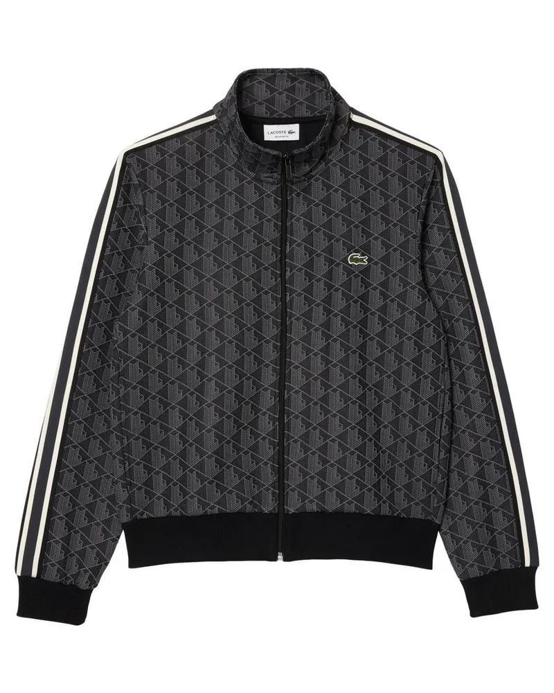 Lacoste Herren Sweatjacke mit Monogramm-Print Schwarz