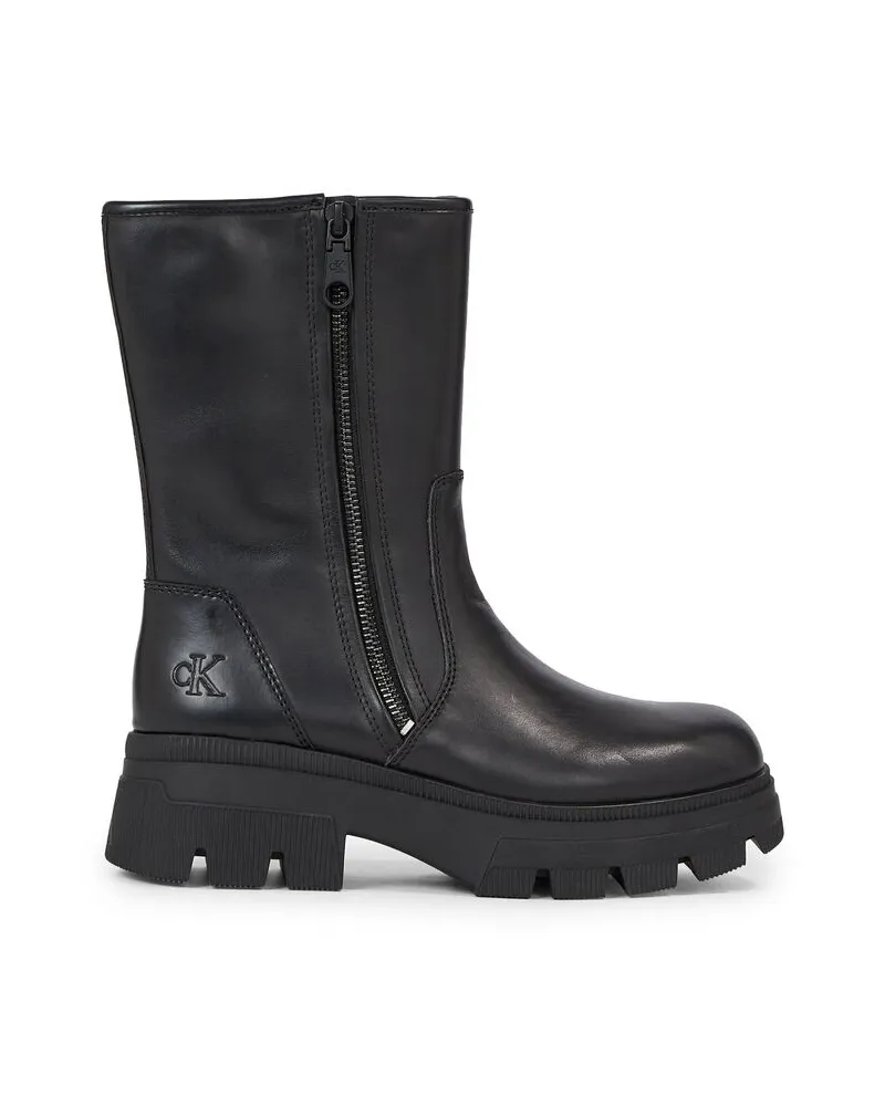 Calvin Klein Damen Stiefeletten CHUNKY COMBAT ZIP BOOT WN Schwarz