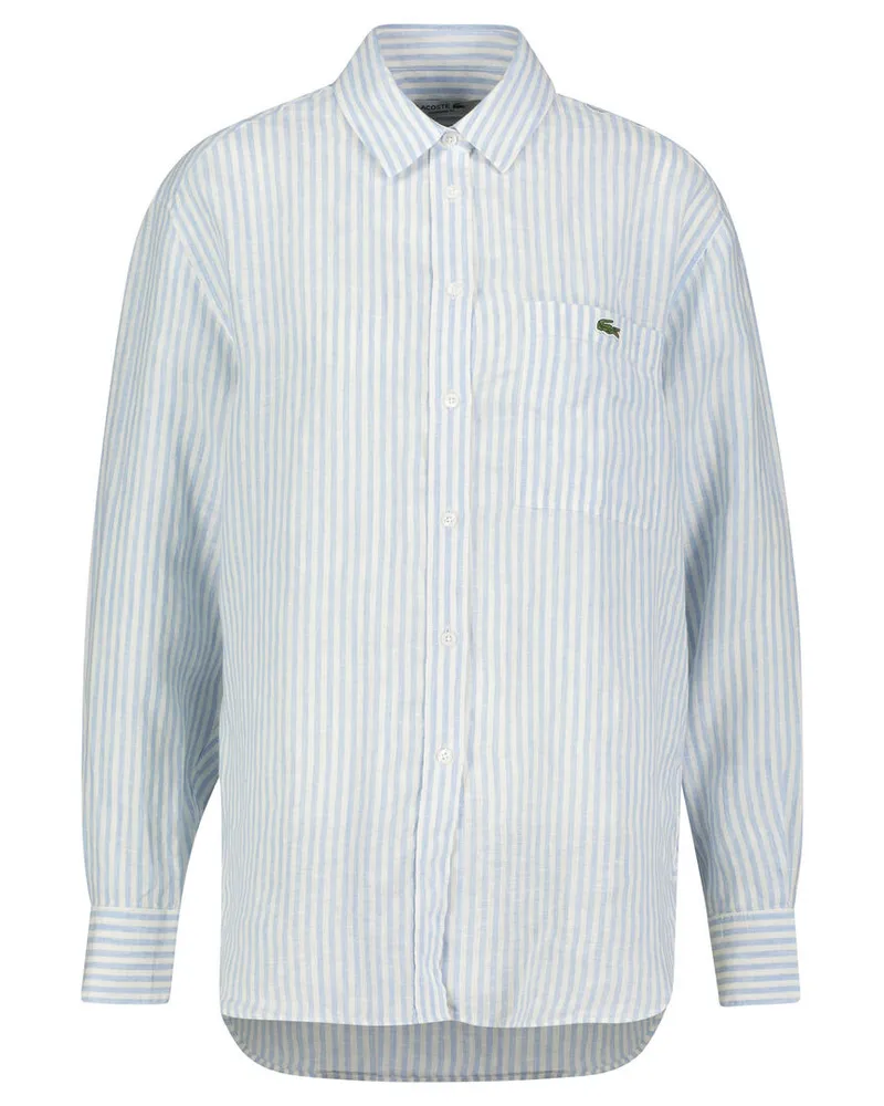 Lacoste Damen Hemdbluse aus Leinen Oversized Fit Bleu
