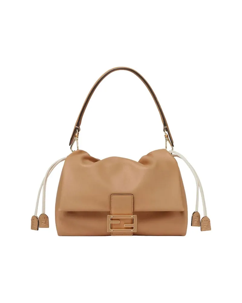 Fendi Damen Schultertasche aus Leder MAMA BAGUETTE Camel