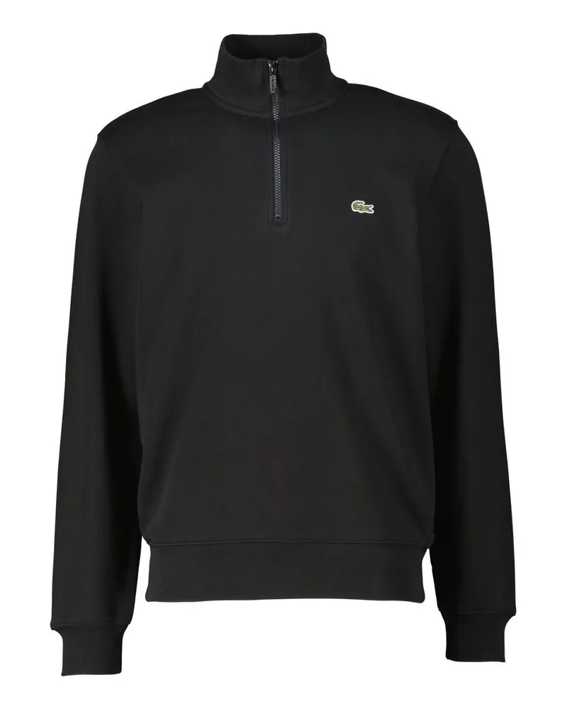 Lacoste Herren Sweatshirt mit Troyerkragen Schwarz